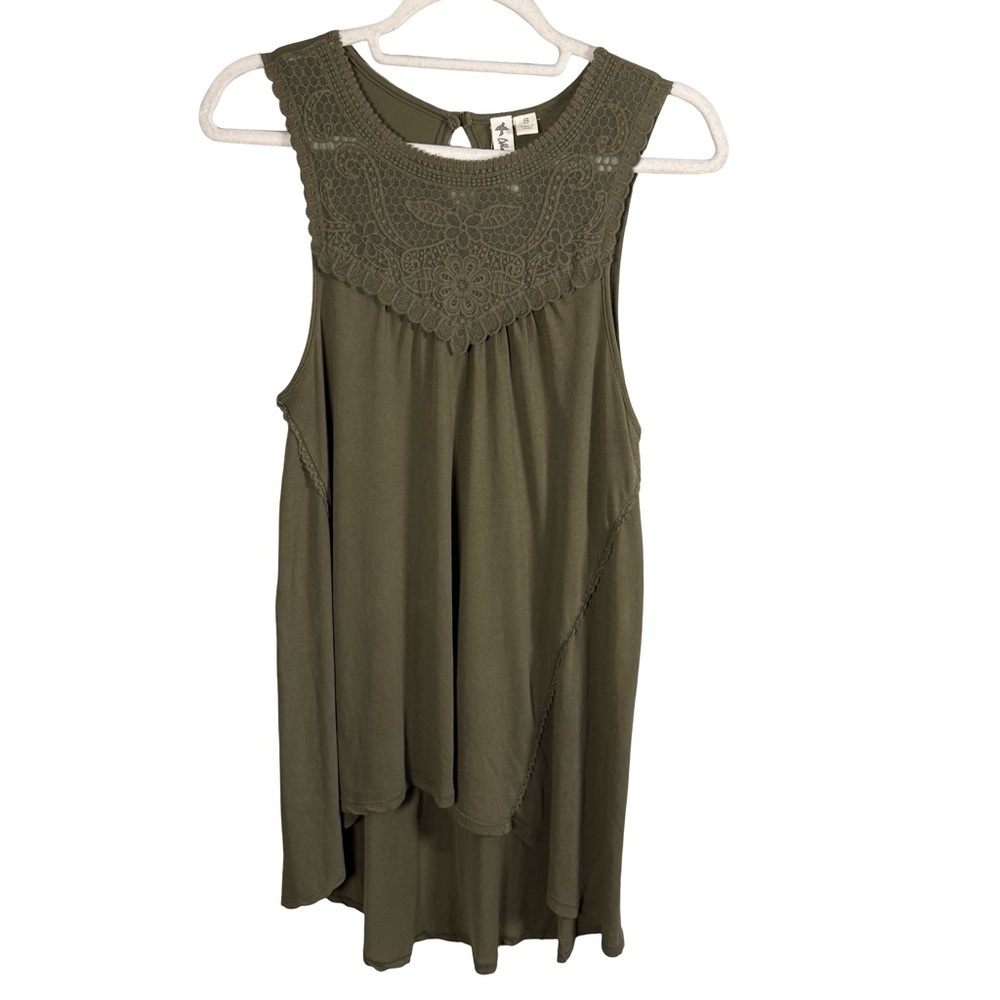 Others Follow Olive Green Lace Detail Tank Top Size S Boho Festival Cottagecore